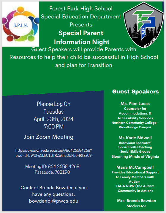 SPIN Information Night April 23, 2024 - Forest Park High School